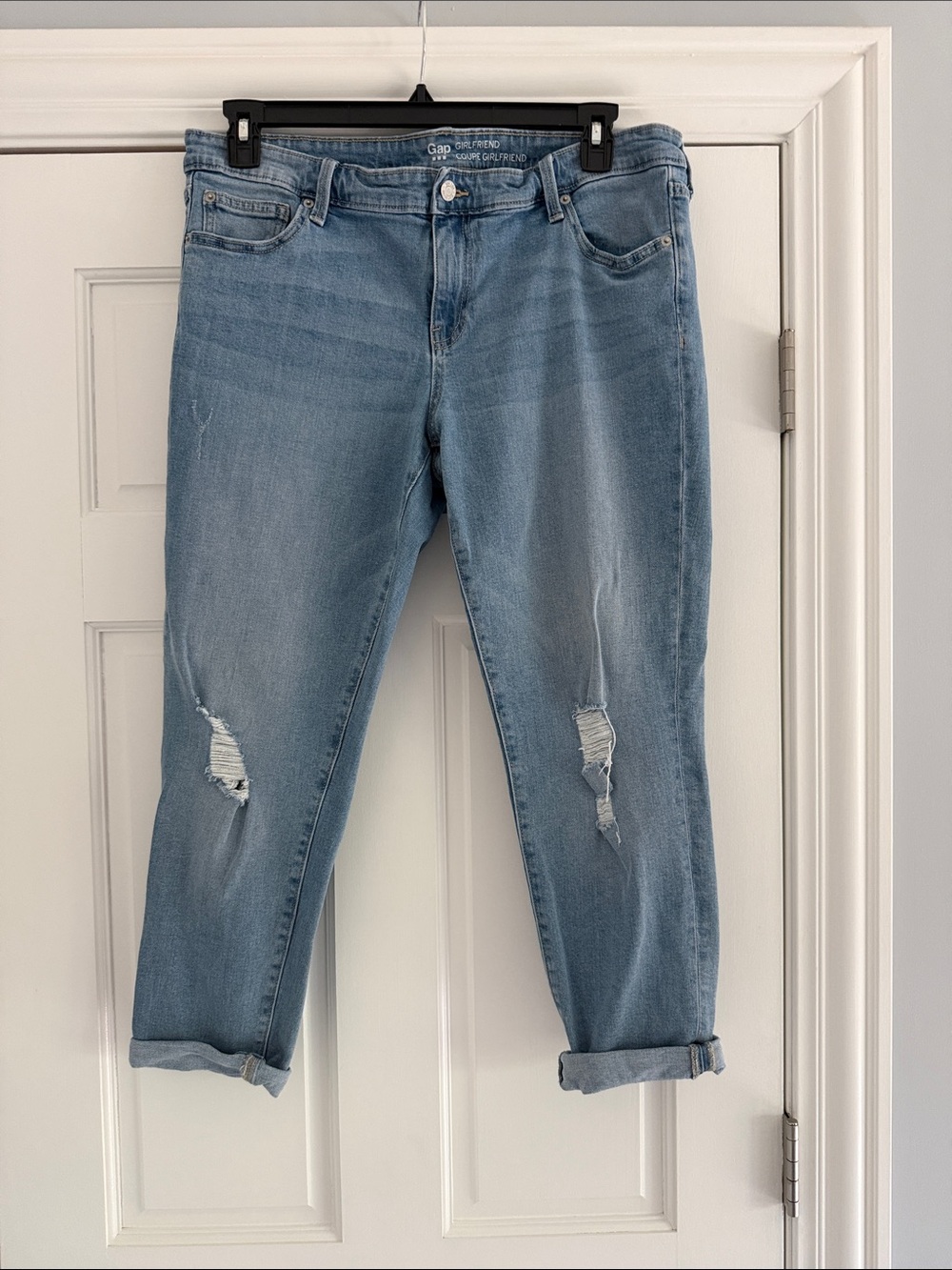 GAP Faded Light Blue Distressed Boyfriend Jeans